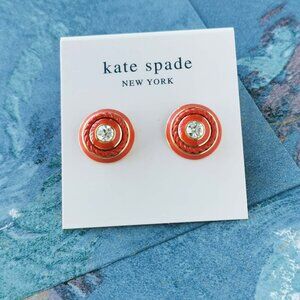 Kate Spade Know The Ropes Mixed Media Gold Stud Earrings Red